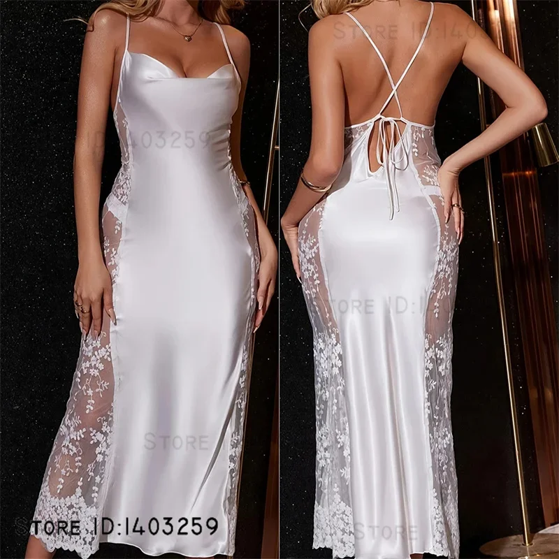 Female Long Nightgown Chemise Sleepwear Sexy Perspective Lace Nightdress Lingerie Summer New Satin Nightie Home Wear Loungewear
Female Long Nightgown Chemise Sleepwear Sexy Perspective Lace Nightdress Lingerie Summer New Satin Nightie Home Wear Loungewear