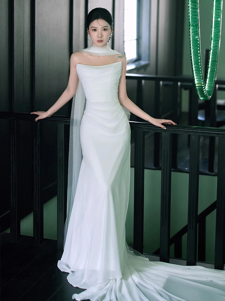 Элегантное простое белое атласное свадебное платье для гостей, для церемоний и торжеств, в стиле сказочного леса
Элегантное простое белое атласное свадебное платье для гостей, для церемоний и торжеств, в стиле сказочного леса