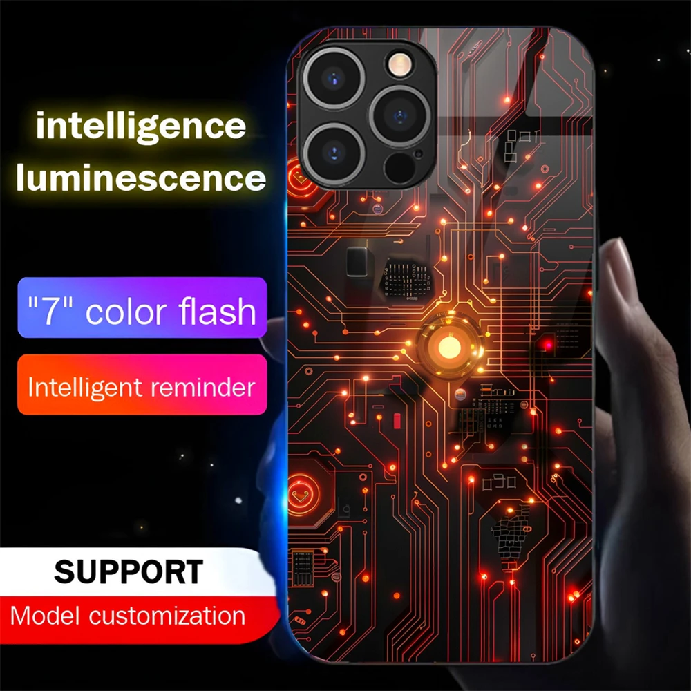 Core Shock Wave Smart LED Light Glow Tempered Glass Phone Case For iPhone 16 E 15 14 13 12 11 Pro Max XR XS Plus 7 8 SE2020
Core Shock Wave Smart LED Light Glow Tempered Glass Phone Case For iPhone 16 E 15 14 13 12 11 Pro Max XR XS Plus 7 8 SE2020