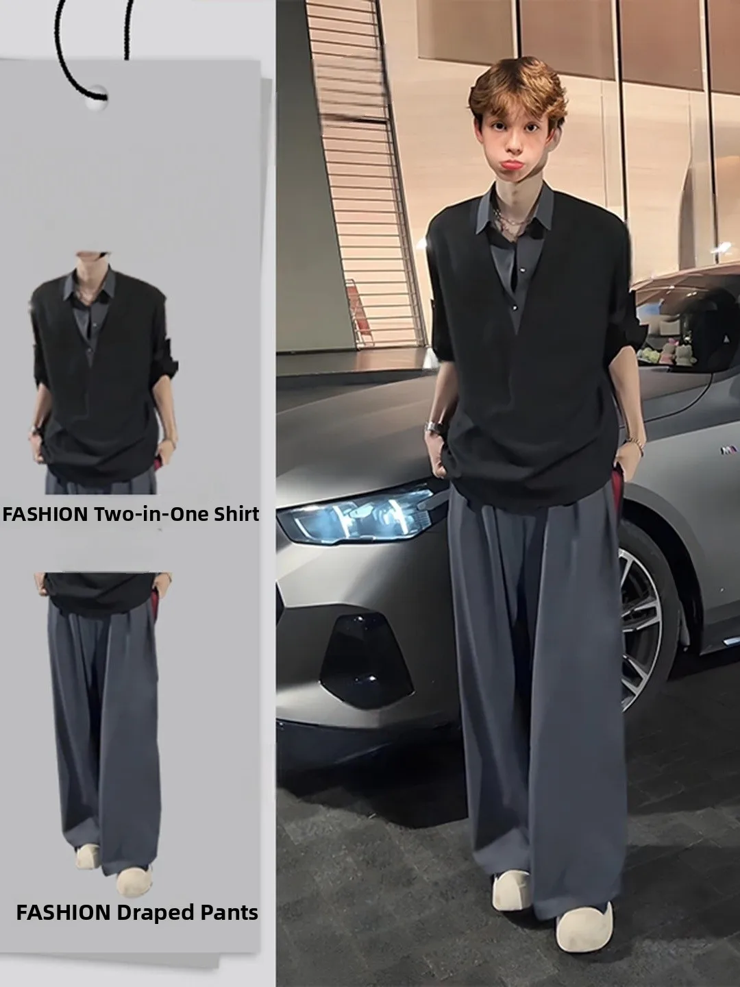 Korean Style Short Sleeve Shirt Set Men's High-End Cool Wide Leg Pants Drapey Feel Youthful Fashion Summer Outfit Ensemble
Korean Style Short Sleeve Shirt Set Men's High-End Cool Wide Leg Pants Drapey Feel Youthful Fashion Summer Outfit Ensemble