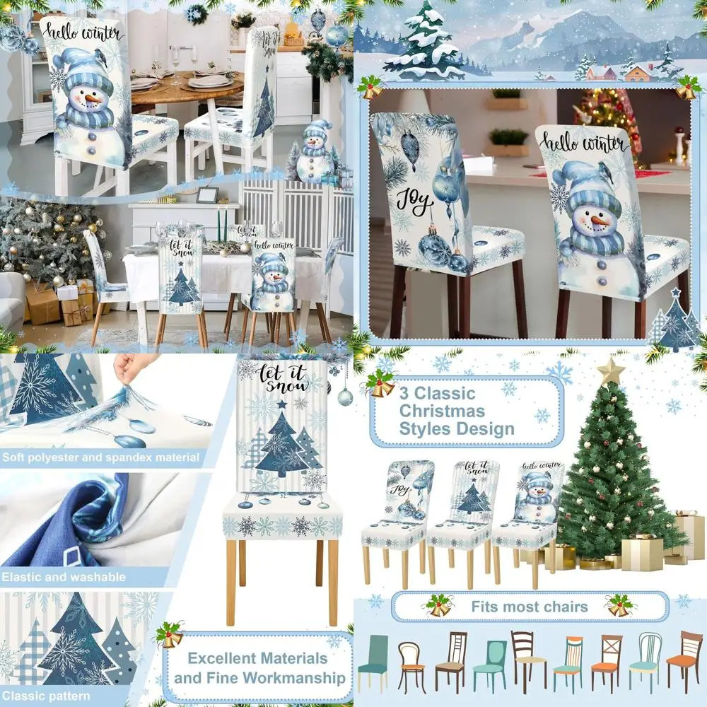 Christmas 6-Piece Removable Washable Stretch Chair Covers for Dining Room, 3 Styles (Classical, White), Ideal for Holiday Partie
Christmas 6-Piece Removable Washable Stretch Chair Covers for Dining Room, 3 Styles (Classical, White), Ideal for Holiday Partie