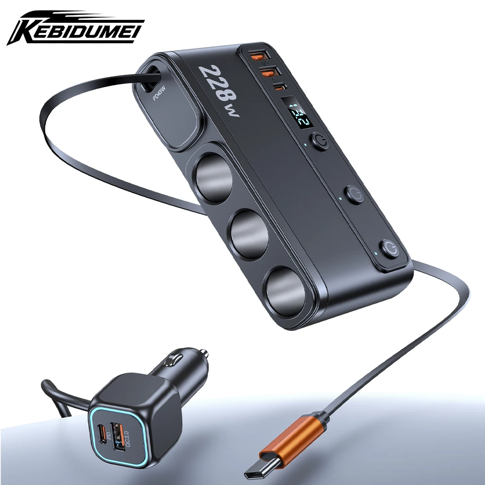 9in1 12V/24V Cigarette Lighter Splitter 228W USB Car Charger Adapter QC3.0 PD45W Cable with LED Voltage Display Car Accessories
9in1 12V/24V Cigarette Lighter Splitter 228W USB Car Charger Adapter QC3.0 PD45W Cable with LED Voltage Display Car Accessories