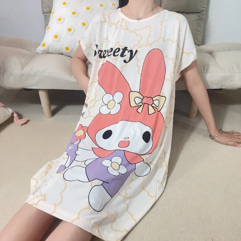 Sanrio летняя ночная рубашка с короткими рукавами, белая пижама Melody, комплект из двух предметов, свободный повседневный пижамный комплект Melody, студенческая одежда для дома
Sanrio летняя ночная рубашка с короткими рукавами, белая пижама Melody, комплект из двух предметов, свободный повседневный пижамный комплект Melody, студенческая одежда для дома