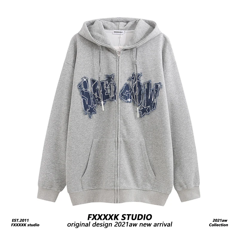 FXK Original American Trendy Brand Denim Patch Embroidered Letter Open Cardigan Hoodie ex Couple Outerwear Top
FXK Original American Trendy Brand Denim Patch Embroidered Letter Open Cardigan Hoodie ex Couple Outerwear Top