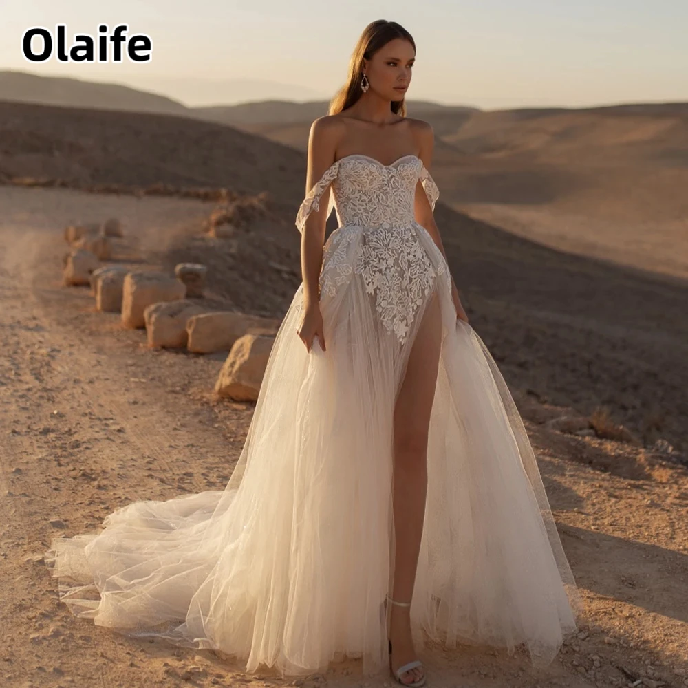 Olaife Vintage Off The Shoulder Lace Applique Sweep Boho Beach A Line Wedding Dresses Side Slit Custom Made Vestido De
Olaife Vintage Off The Shoulder Lace Applique Sweep Boho Beach A Line Wedding Dresses Side Slit Custom Made Vestido De