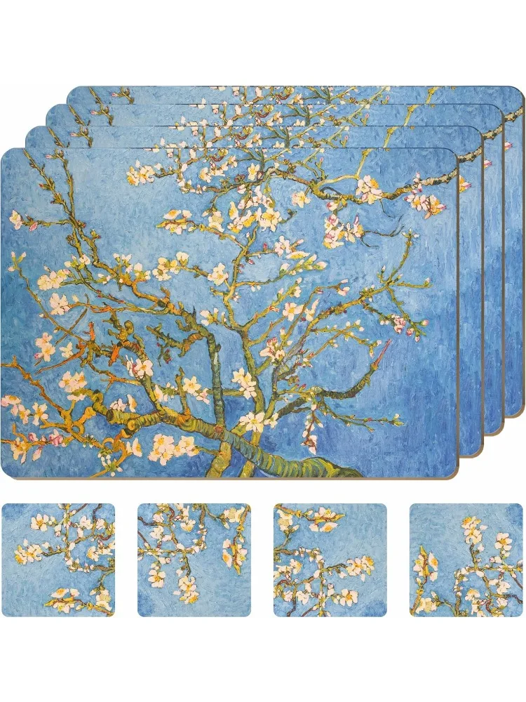 Set of 4 Heat Resistant Cork Placemats for Dining Table with Free Set of 4 Matching Drink Coasters Van Gough Blue Botanical
Set of 4 Heat Resistant Cork Placemats for Dining Table with Free Set of 4 Matching Drink Coasters Van Gough Blue Botanical