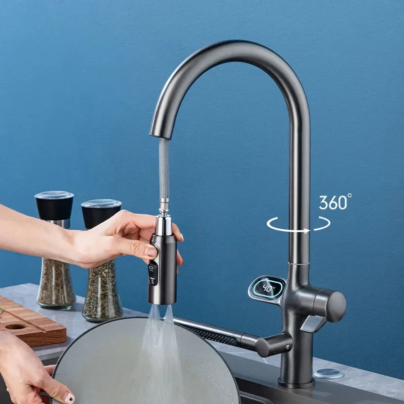 Kitchen Sink Faucet Pull Down Hot and Cold Water Mixer 2 Mode Tap with Dual Spout 360 Rotation Intelligent Digital
Kitchen Sink Faucet Pull Down Hot and Cold Water Mixer 2 Mode Tap with Dual Spout 360 Rotation Intelligent Digital