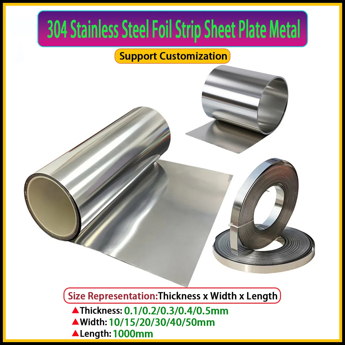 304 Stainless Steel Strip , Stainless Steel Thin Sheet Precision Steel Strip, Thk0.1/0.2/0.3/0.4/0.5mm W10/15/20/30/40/50mm L1m
304 Stainless Steel Strip , Stainless Steel Thin Sheet Precision Steel Strip, Thk0.1/0.2/0.3/0.4/0.5mm W10/15/20/30/40/50mm L1m