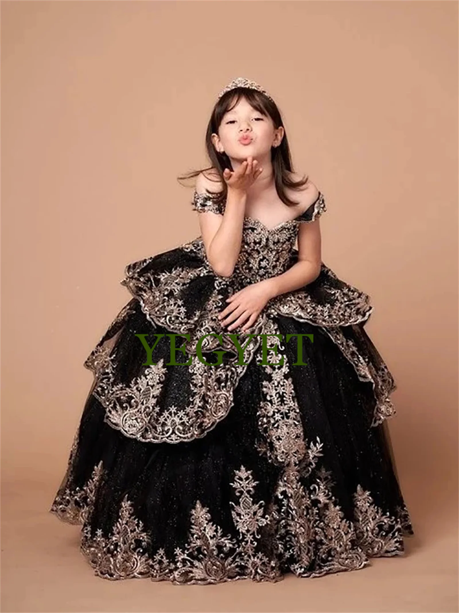 Black Cute Tulle Appliques Flower Princess Ball Gown Girl Dress First Communion Prom Costumes Dresses Flower
Black Cute Tulle Appliques Flower Princess Ball Gown Girl Dress First Communion Prom Costumes Dresses Flower