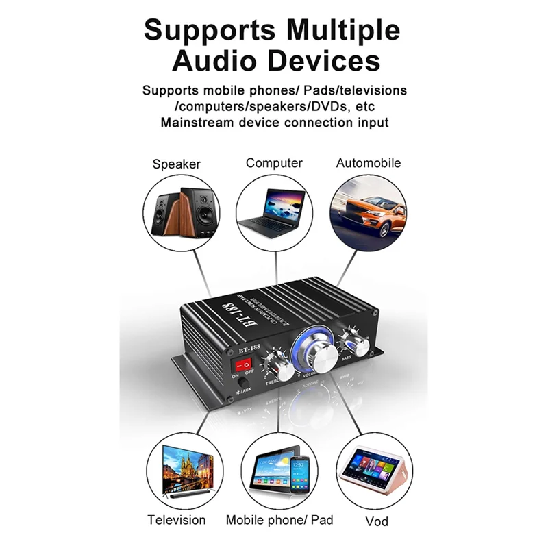 【Top Picks】BT-188 Digital Bluetooth Amplifier Mini 2-Channel Output Home Computer Audio Amplifier 12V Car
【Top Picks】BT-188 Digital Bluetooth Amplifier Mini 2-Channel Output Home Computer Audio Amplifier 12V Car