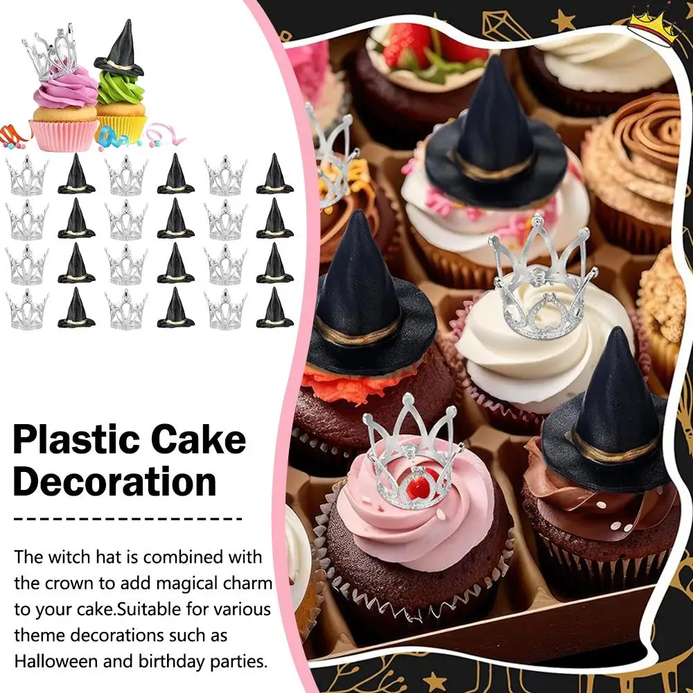 Witch Hat and Crown Cake Topper Mini Witch Hats Crown Tiara Cupcake Decorations for Princess Birthday Halloween Party Suppl P5A1
Witch Hat and Crown Cake Topper Mini Witch Hats Crown Tiara Cupcake Decorations for Princess Birthday Halloween Party Suppl P5A1