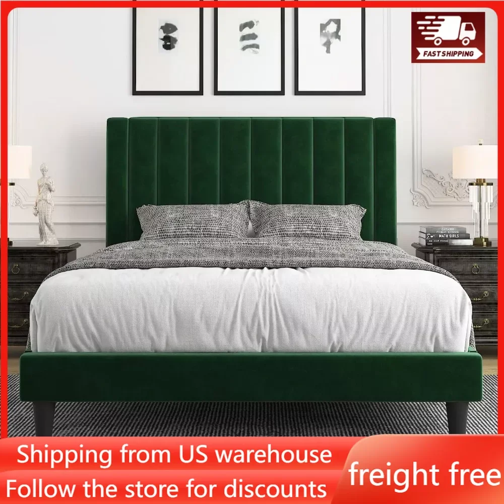 Queen Bed Frame/Velvet Upholstered Bed Frame with Vertical Channel Tufted Headboard/Strong Wooden Slats/Platform Bed Frame/
Queen Bed Frame/Velvet Upholstered Bed Frame with Vertical Channel Tufted Headboard/Strong Wooden Slats/Platform Bed Frame/
