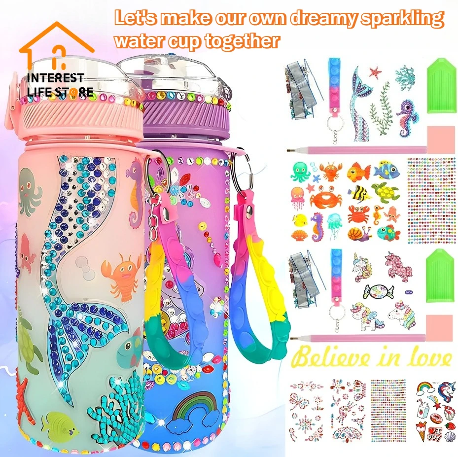 Hot DIY Kid Water Bottle with Glitter Diamond Decorate Water Bottle Stickers Diamond Painting Crafts School Supplies Accessories
Hot DIY Kid Water Bottle with Glitter Diamond Decorate Water Bottle Stickers Diamond Painting Crafts School Supplies Accessories