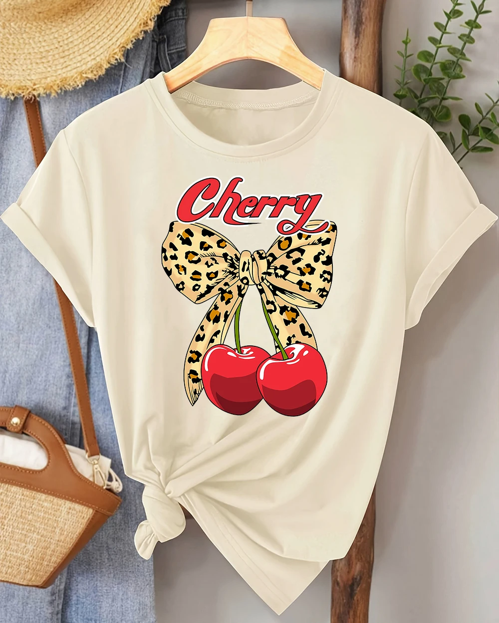 Leopard Print Bow And Red Cherry Prints Basics Women T-Shirt All-Match Casual Tee Multicolor Streetwear Female Soft Top
Leopard Print Bow And Red Cherry Prints Basics Women T-Shirt All-Match Casual Tee Multicolor Streetwear Female Soft Top