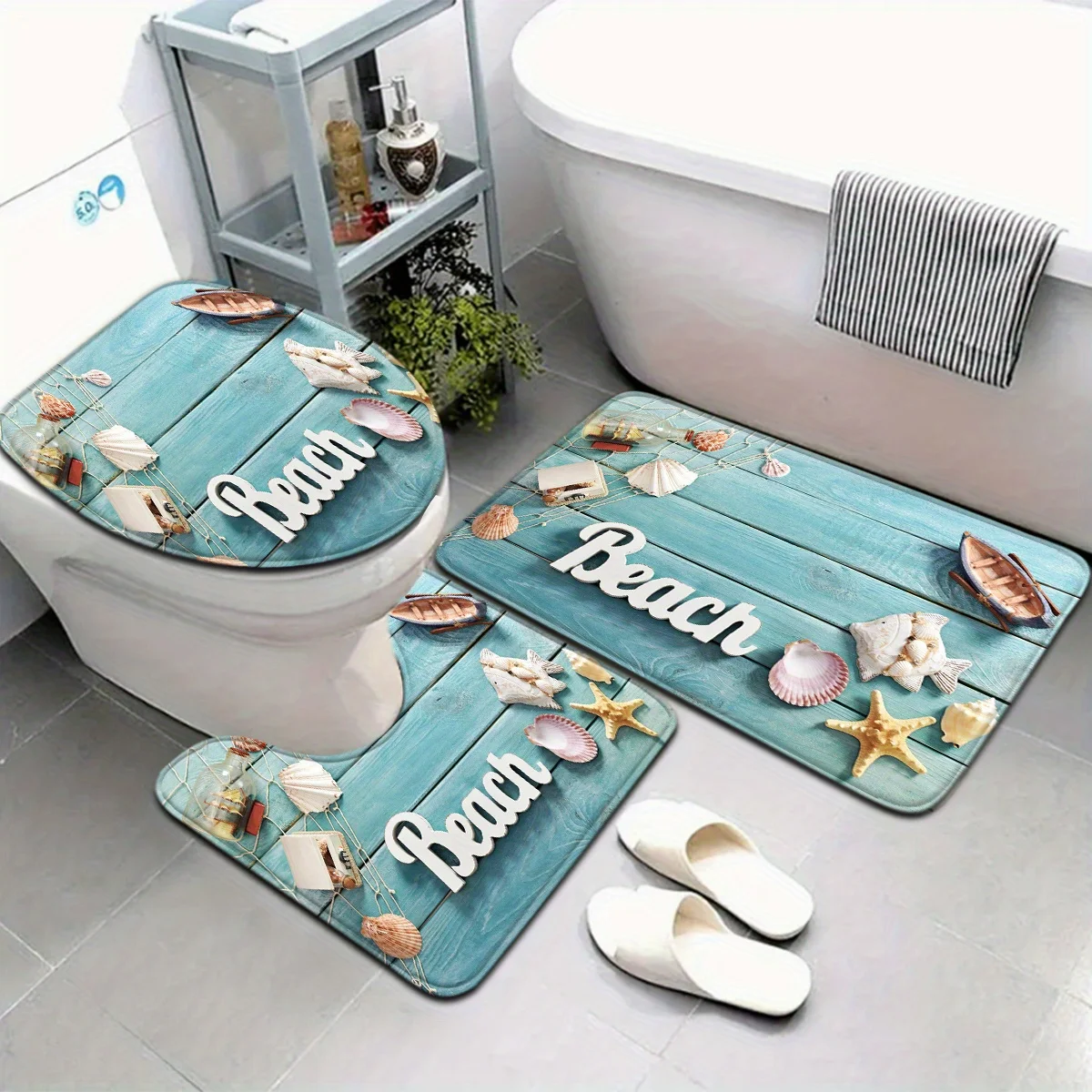 Modern Simple Wood Grain Shell Boat Bathroom Floor Mat Set 3pcs Non-Slip Absorbent Toilet Lid Cover and U-Shaped Rug
Modern Simple Wood Grain Shell Boat Bathroom Floor Mat Set 3pcs Non-Slip Absorbent Toilet Lid Cover and U-Shaped Rug
