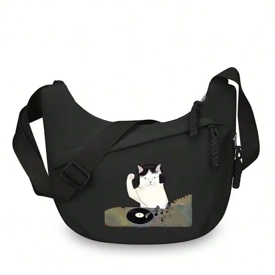 Crossbody Bag For Women With Cat DJ Print Casual Saddle Shape Bag
Crossbody Bag For Women With Cat DJ Print Casual Saddle Shape Bag