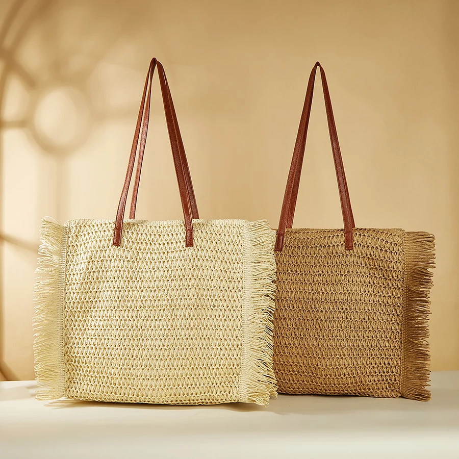 Tassel Hand-woven Women's Shoulder Handbag Bohemian Summer Bali Straw Beach Tote Bag Vacation Travel Zip Shopper Weaving Bags
Tassel Hand-woven Women's Shoulder Handbag Bohemian Summer Bali Straw Beach Tote Bag Vacation Travel Zip Shopper Weaving Bags