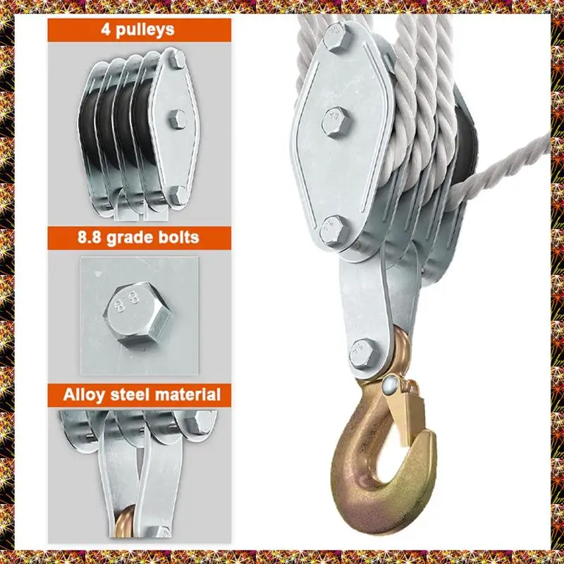 BTCL Block And Tackle Pulley System For Heavy Lifting, 2200 Lbs Breaking Strength, 6:1 Power Ratio Hoist
BTCL Block And Tackle Pulley System For Heavy Lifting, 2200 Lbs Breaking Strength, 6:1 Power Ratio Hoist