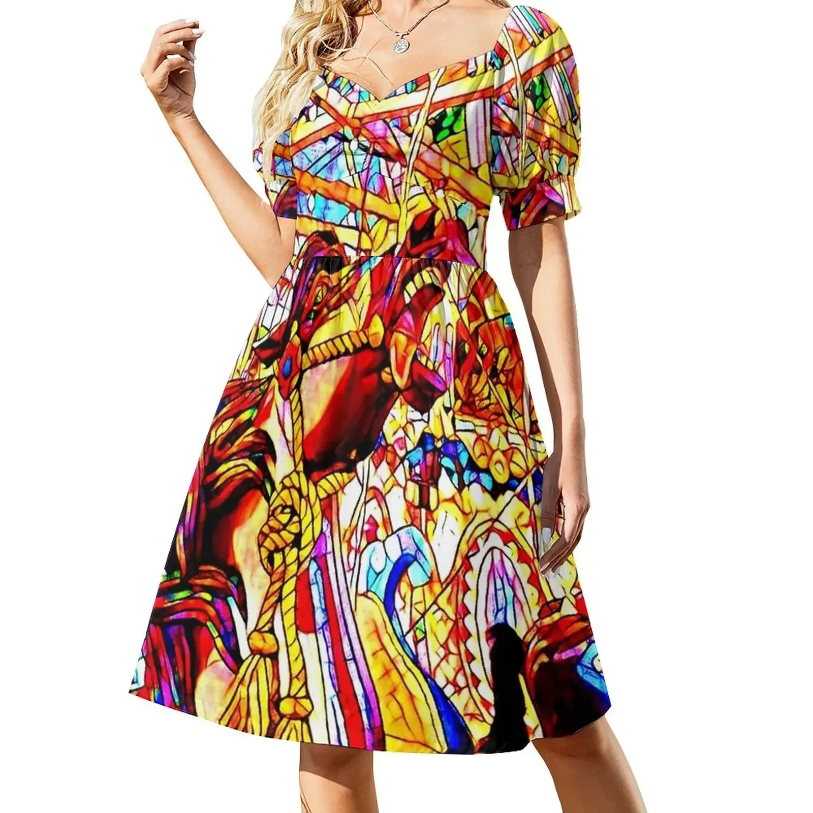CAROUSEL HORSE Short-Sleeved Dress prom dress long dresses for women Women's summer long dress
CAROUSEL HORSE Short-Sleeved Dress prom dress long dresses for women Women's summer long dress