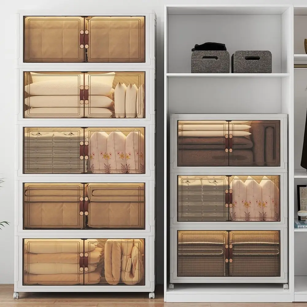 Stackable Storage Bins with Lids, 1440QT Lockable Storage Cabinet, Foldable Storage Box with Doors and Wheels, Plastic Drawers
Stackable Storage Bins with Lids, 1440QT Lockable Storage Cabinet, Foldable Storage Box with Doors and Wheels, Plastic Drawers