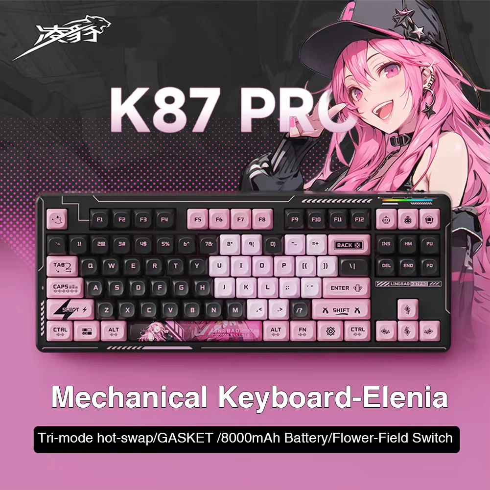 New LINGBAO K87 PRO Gaming Mechanical Keyboard PBT Keycaps 3/5pins Hot swap South-facing RGB Backlit GASKET Structure Keyboard
New LINGBAO K87 PRO Gaming Mechanical Keyboard PBT Keycaps 3/5pins Hot swap South-facing RGB Backlit GASKET Structure Keyboard
