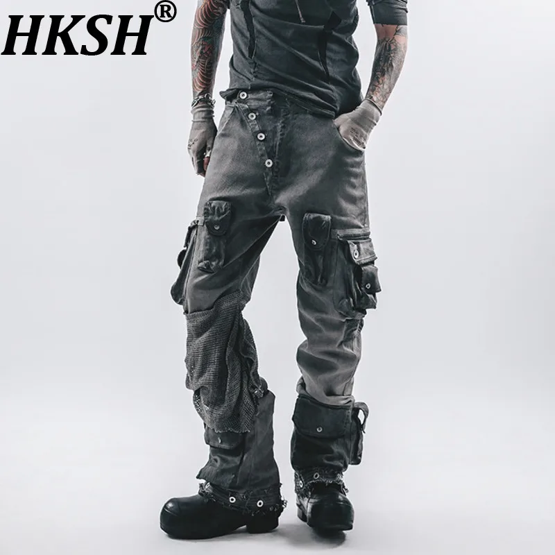 HKSH 2026 Spring New Men Pockets Safari Style Patchwork Retro Washed Leg-Slimming Flared Cargo Pants Watse Land Chic Ins HK18363
HKSH 2026 Spring New Men Pockets Safari Style Patchwork Retro Washed Leg-Slimming Flared Cargo Pants Watse Land Chic Ins HK18363
