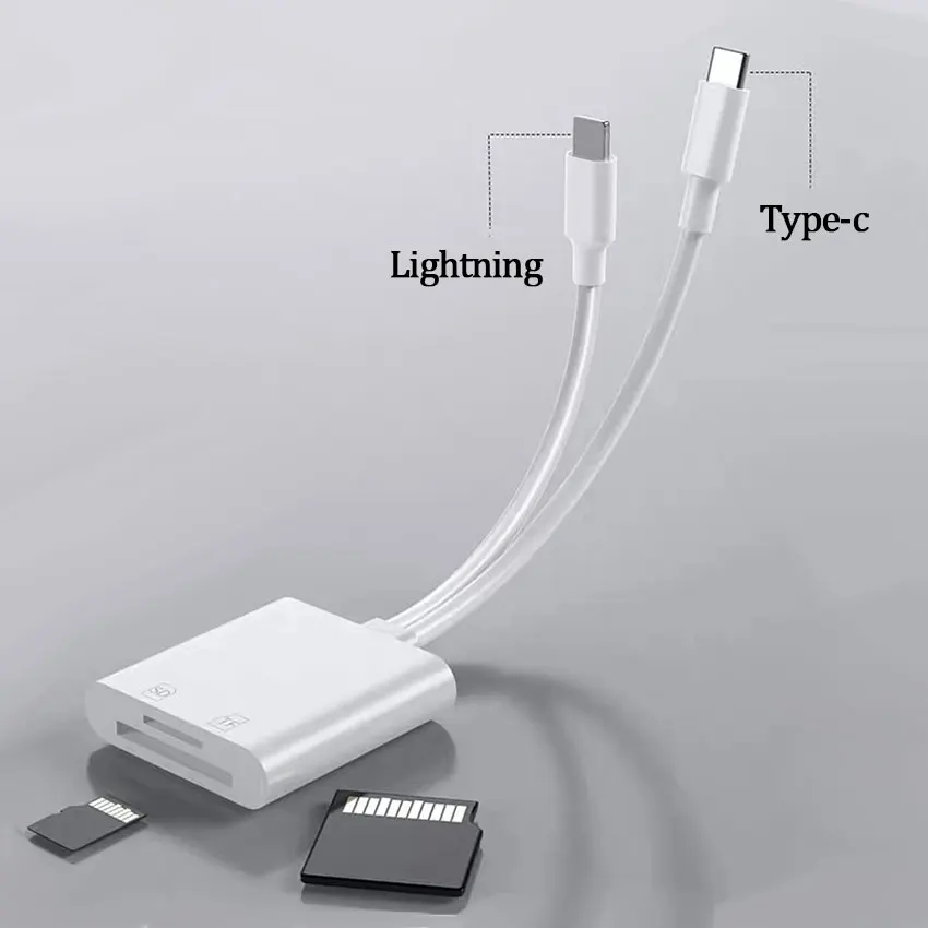 2 In 1 OTG Card Reader Type C Lightning to SD TF Memory Card Adapter For PC Laptop iPhone Multi Smart Cardreader No APP Requires
2 In 1 OTG Card Reader Type C Lightning to SD TF Memory Card Adapter For PC Laptop iPhone Multi Smart Cardreader No APP Requires
