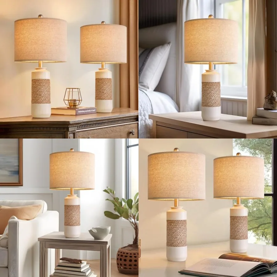 23.75" Bedside Table Lamps Set of 2 for Sleeping and Reading, Vintage Farmhouse Rattan Table Lamp Antique Resin Lamp for Decora
23.75" Bedside Table Lamps Set of 2 for Sleeping and Reading, Vintage Farmhouse Rattan Table Lamp Antique Resin Lamp for Decora