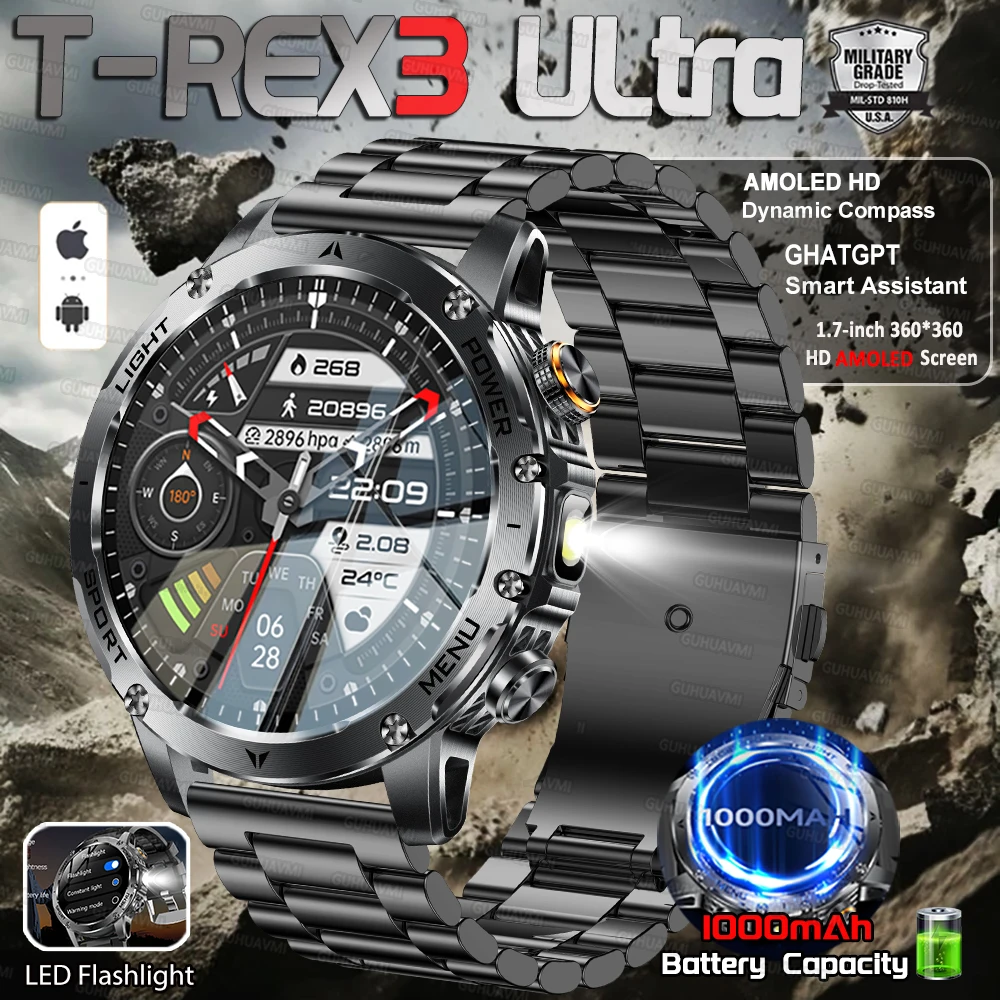 2025New T-Rex3 HD 1.7-inch Large Screen 1000mAh Super Capacity Battery Adult Men Smart Watch Call 10ATM Waterproof Sports watch
2025New T-Rex3 HD 1.7-inch Large Screen 1000mAh Super Capacity Battery Adult Men Smart Watch Call 10ATM Waterproof Sports watch