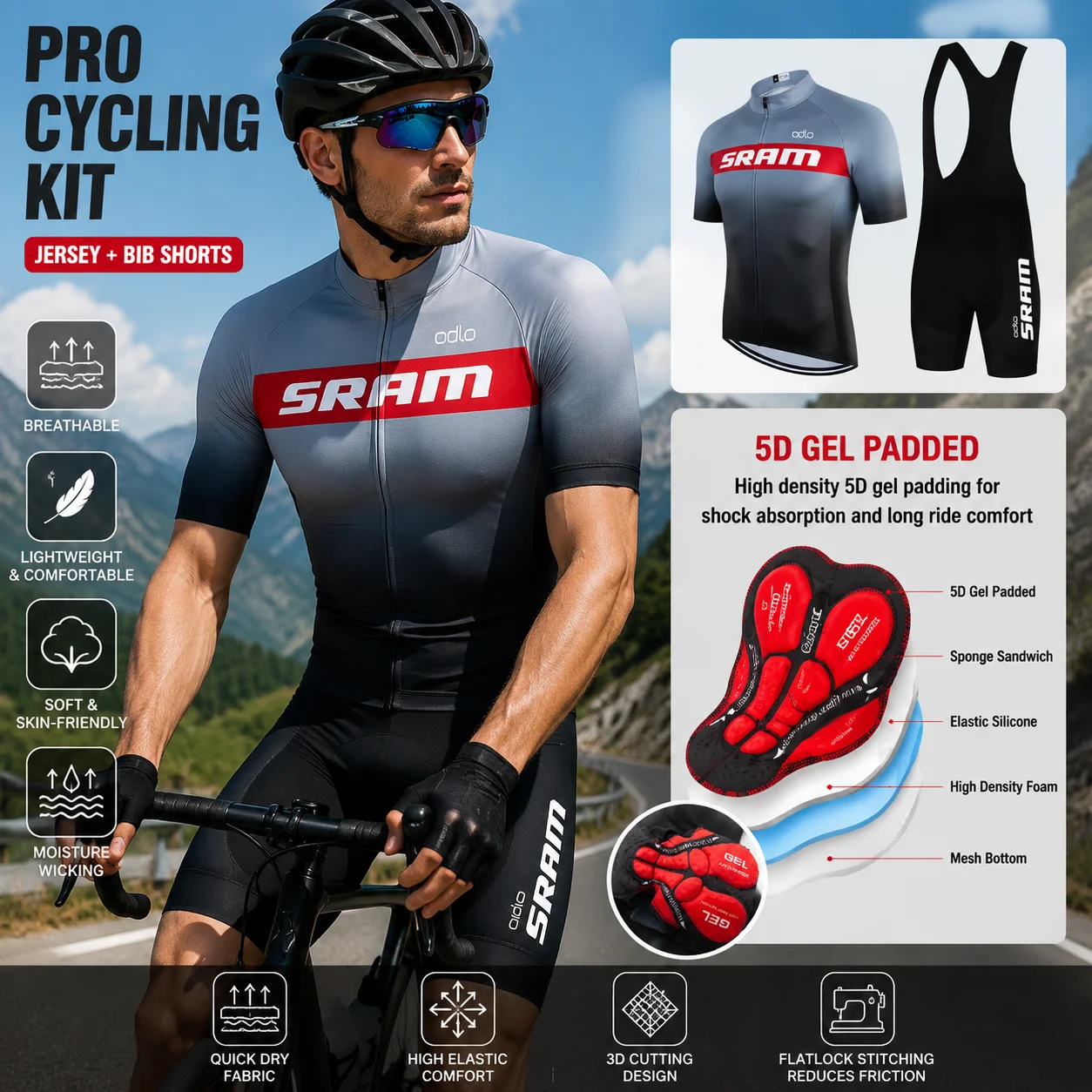 2026 Jersey Set SRAM Summer Short Sleeve Breathable Men's Mountain Bike Jersey Set
2026 Jersey Set SRAM Summer Short Sleeve Breathable Men's Mountain Bike Jersey Set