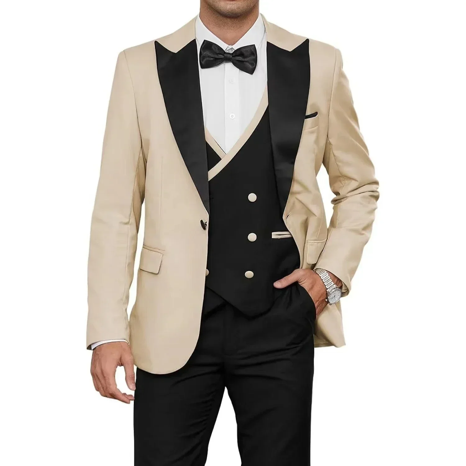 Men's Luxury 3-Piece Tuxedo Suit Set with Peak Lapel Blazer Vest And Pants for Business Party Wedding Prom
Men's Luxury 3-Piece Tuxedo Suit Set with Peak Lapel Blazer Vest And Pants for Business Party Wedding Prom