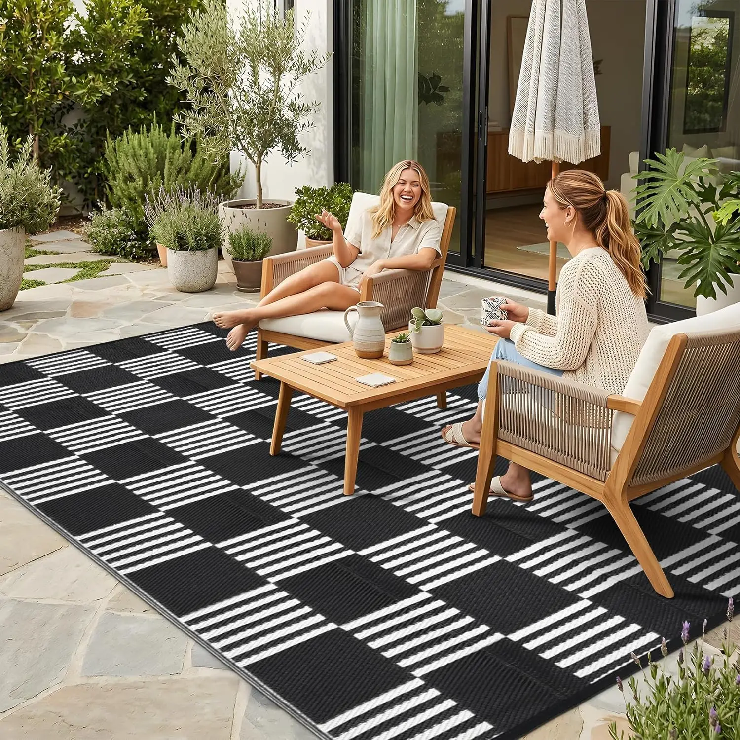 Waterproof Outdoor Rug 5x8, Checkered Foldable Plastic Straw Patio Camping Rug, Outdoor RV Carpet for Deck Camper Porch Balco
Waterproof Outdoor Rug 5x8, Checkered Foldable Plastic Straw Patio Camping Rug, Outdoor RV Carpet for Deck Camper Porch Balco