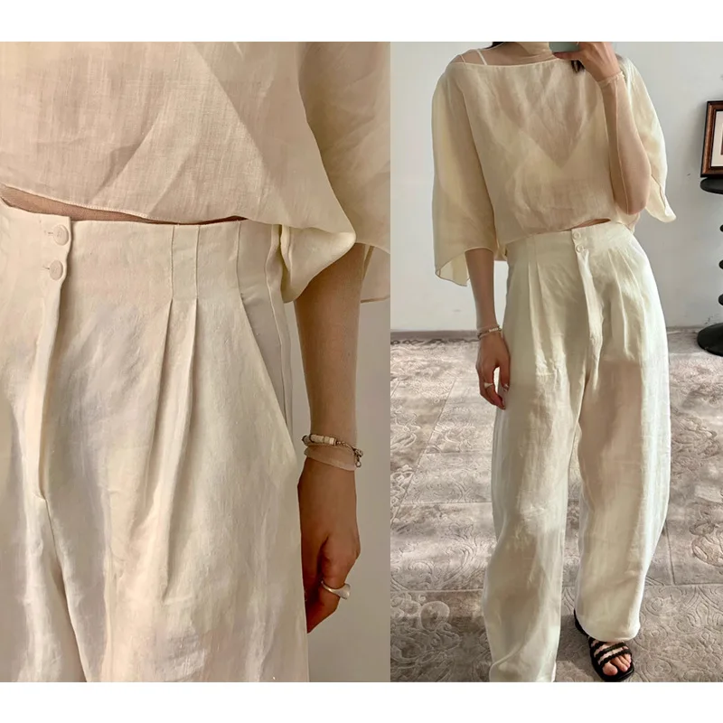 Withered Linen Natural Taste High Waist Casual Wide Leg Pants Summer Woman Clothes Women's Pants And Trousers
Withered Linen Natural Taste High Waist Casual Wide Leg Pants Summer Woman Clothes Women's Pants And Trousers