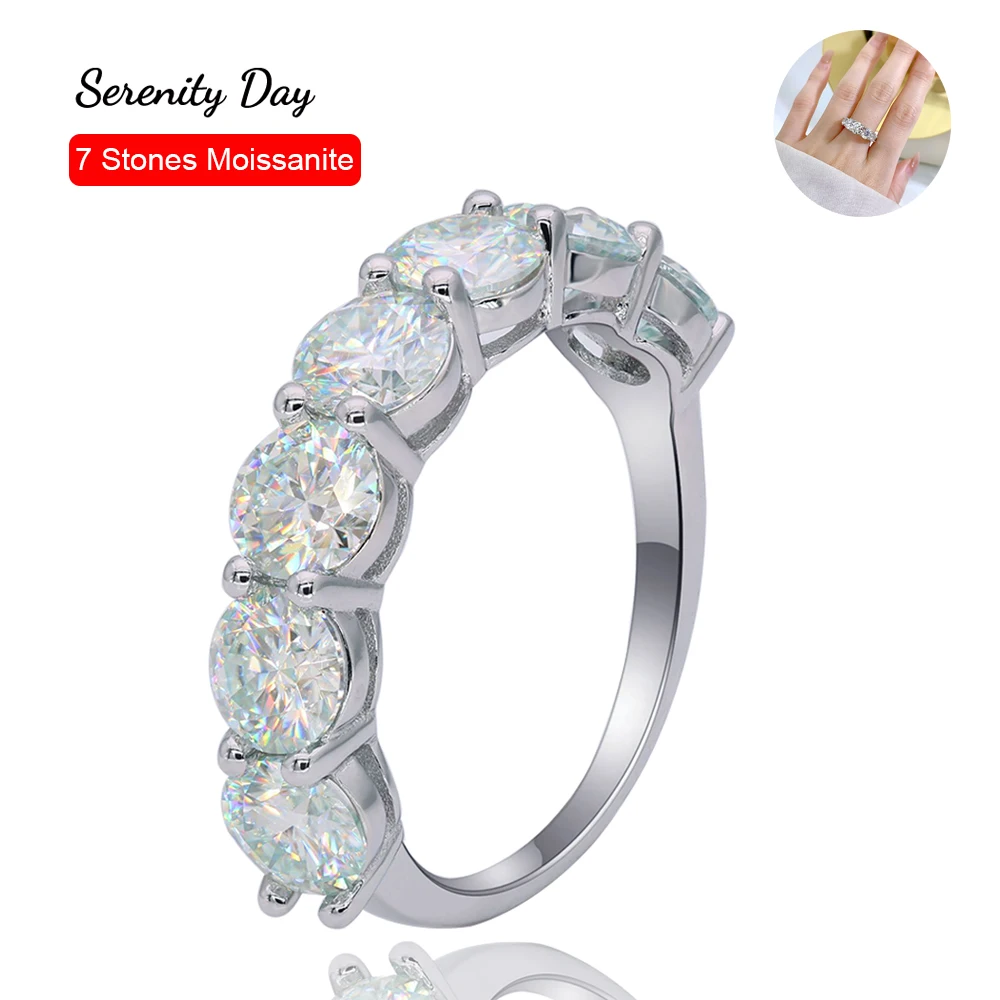 Serenity Day 5mm 6.5mm 7 Stones D Color Full Moissanite Row Rings S925 Sterling Silver Plated Pt950 Light Luxury Simple Jewelry
Serenity Day 5mm 6.5mm 7 Stones D Color Full Moissanite Row Rings S925 Sterling Silver Plated Pt950 Light Luxury Simple Jewelry