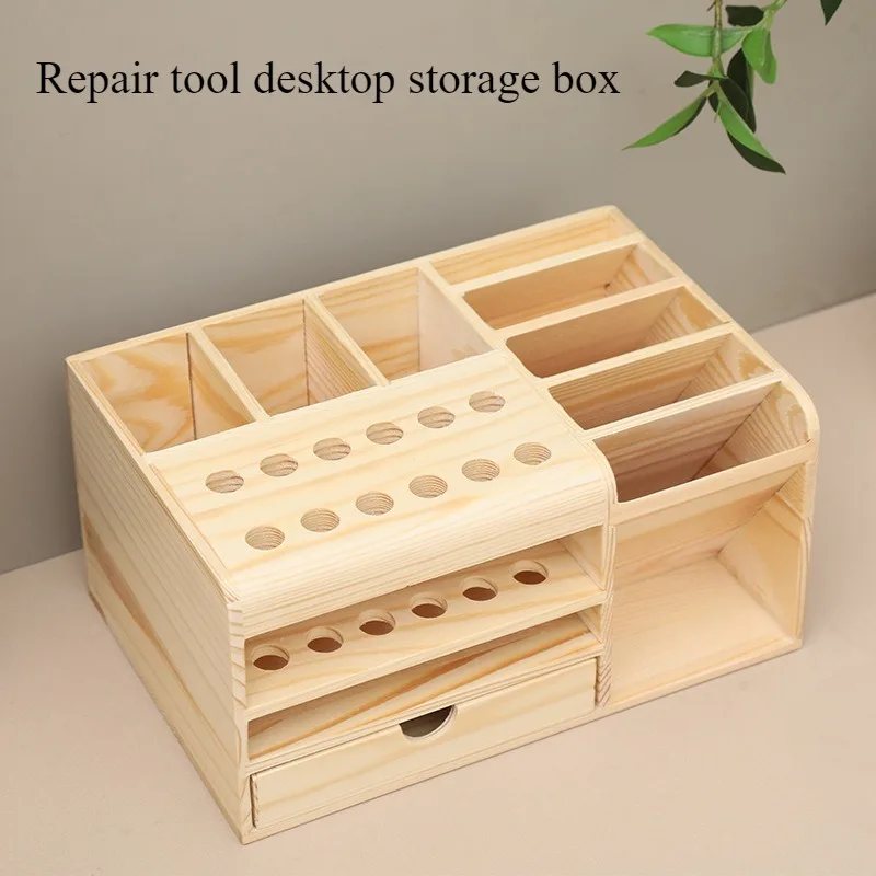 Wooden Tool Organizer Box - Desktop Remote Control Storage with Dividers, Office Supply Tray for Small Parts & Accessories
Wooden Tool Organizer Box - Desktop Remote Control Storage with Dividers, Office Supply Tray for Small Parts & Accessories