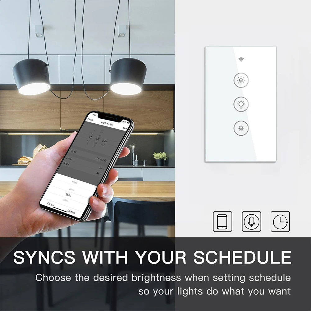Adjustable Brightness Switch Voice Control Light Switch Adjustable Brightness Smart Home Lighting Tempered Glass Panel For Alexa
Adjustable Brightness Switch Voice Control Light Switch Adjustable Brightness Smart Home Lighting Tempered Glass Panel For Alexa