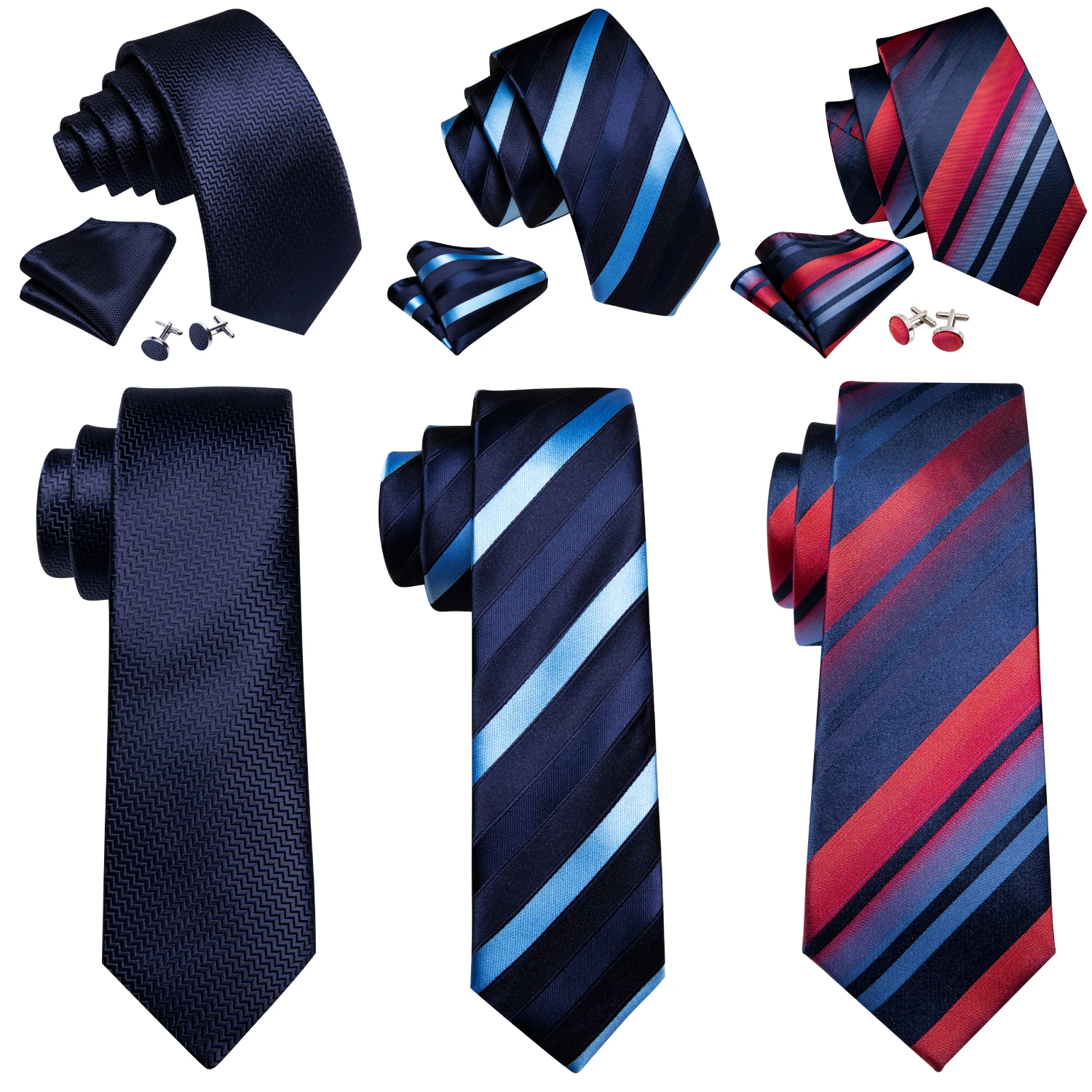 Barry.Wang Jacquard Dark Blue Stripes Men's Tie With Pocket Square Cufflinks Set Exquisiet Necktie For Male Wedding Business
Barry.Wang Jacquard Dark Blue Stripes Men's Tie With Pocket Square Cufflinks Set Exquisiet Necktie For Male Wedding Business