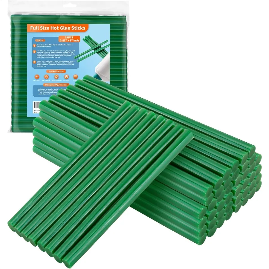 Green hot Glue Sticks Full Size 0.43 Dia x 8 Long 52 pcs Hot melt Adhesive Glue Sticks AllPurpose Colored Glue Gun Sticks for C
Green hot Glue Sticks Full Size 0.43 Dia x 8 Long 52 pcs Hot melt Adhesive Glue Sticks AllPurpose Colored Glue Gun Sticks for C