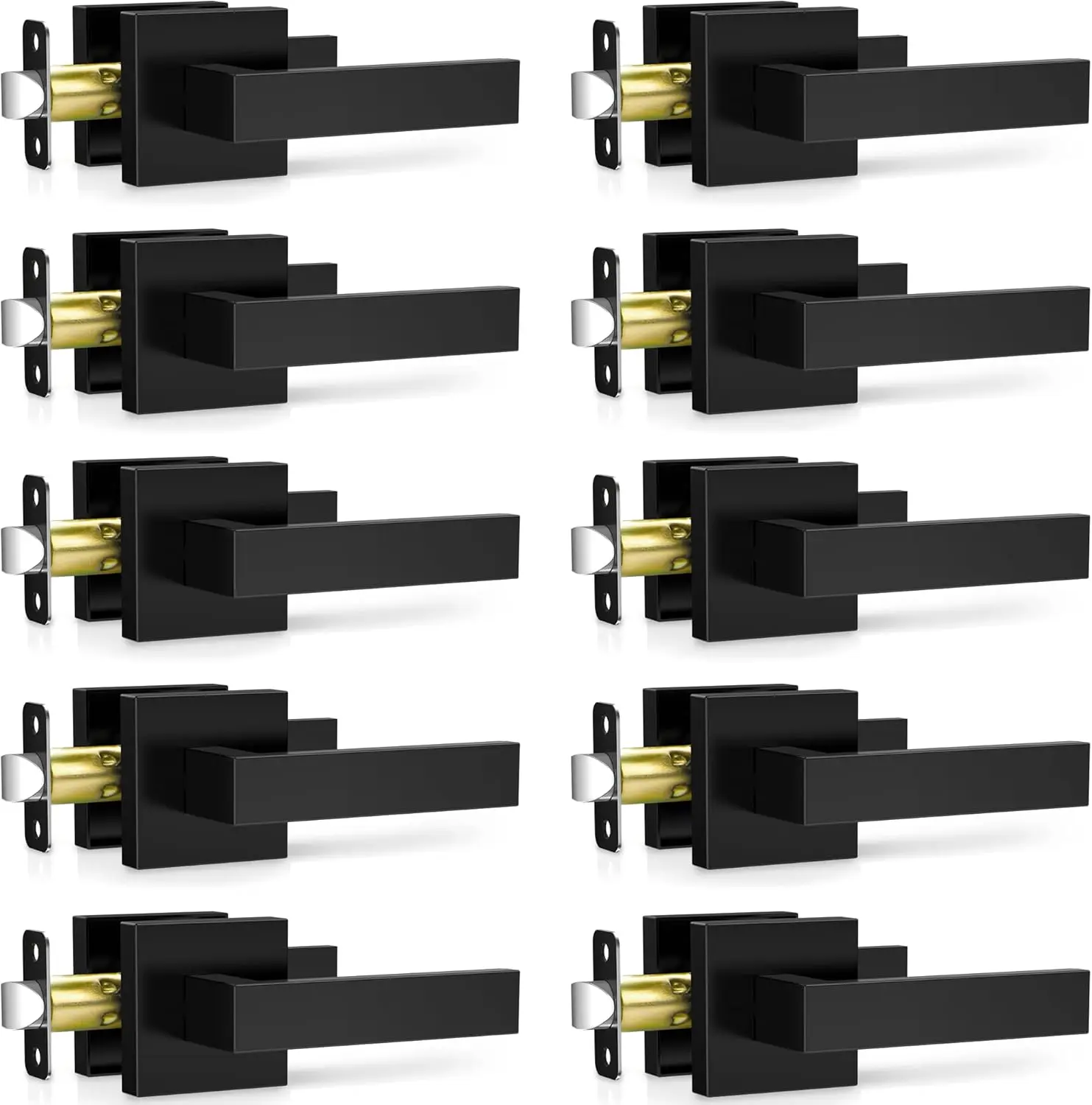 10 Pack Matte Black Door Handles, Heavy Duty Square Doorknobs for Interior Doors, Non-Locking Sets
10 Pack Matte Black Door Handles, Heavy Duty Square Doorknobs for Interior Doors, Non-Locking Sets