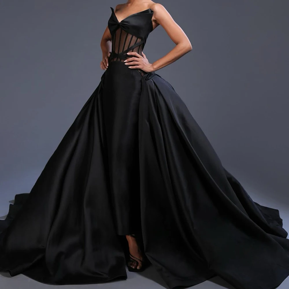 Dubai Evening Caftan Dress Straight V Neck Satin Sleeveless Tea Length Pleats Panel Train Solid Black Special Occasion Gowns
Dubai Evening Caftan Dress Straight V Neck Satin Sleeveless Tea Length Pleats Panel Train Solid Black Special Occasion Gowns