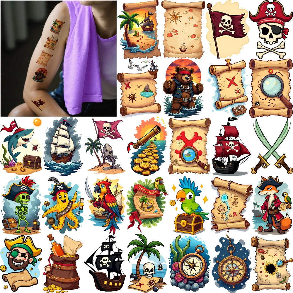 63pcs Temporary Tattoo Palm Tree Temporary Tattoo Stickers Skull Cannon Waterproof Long-lasting Body Stickers Pirate Map
63pcs Temporary Tattoo Palm Tree Temporary Tattoo Stickers Skull Cannon Waterproof Long-lasting Body Stickers Pirate Map