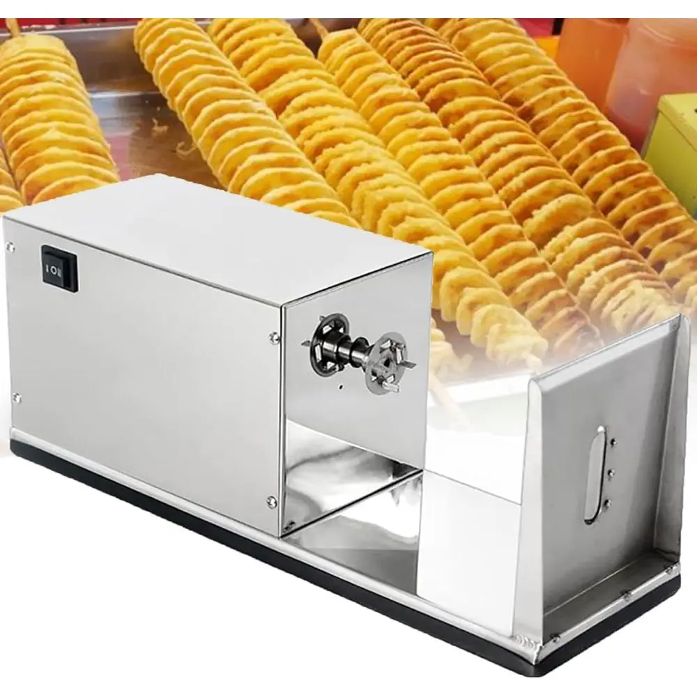 Electric Stainless Steel Tornado Potato Spiral Slicer with Switch Control for Home and Commercial Use
Electric Stainless Steel Tornado Potato Spiral Slicer with Switch Control for Home and Commercial Use