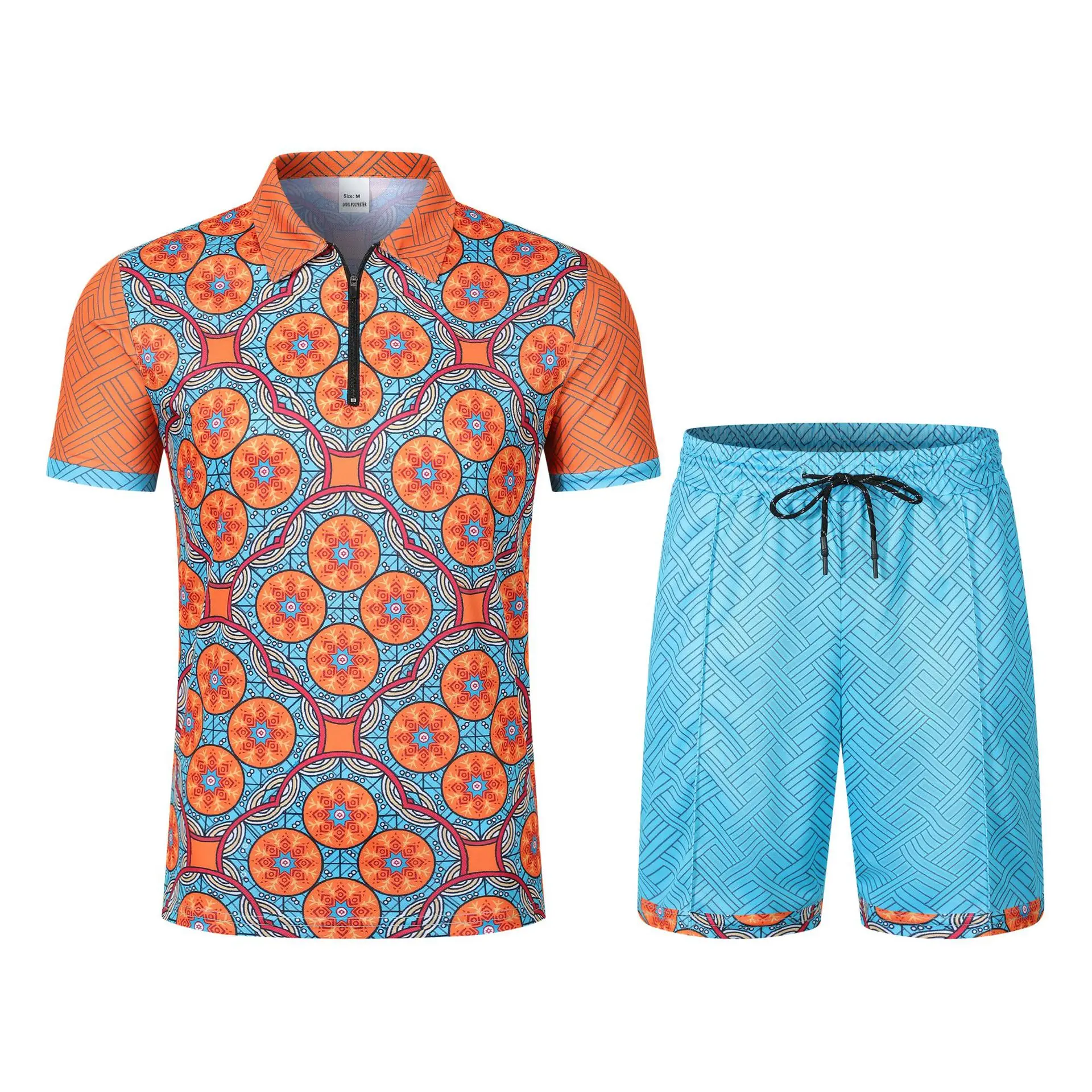 Summer new style printed men's casual polo shirt with collar, short sleeve shorts and casual suit set for men in fashion style
Summer new style printed men's casual polo shirt with collar, short sleeve shorts and casual suit set for men in fashion style