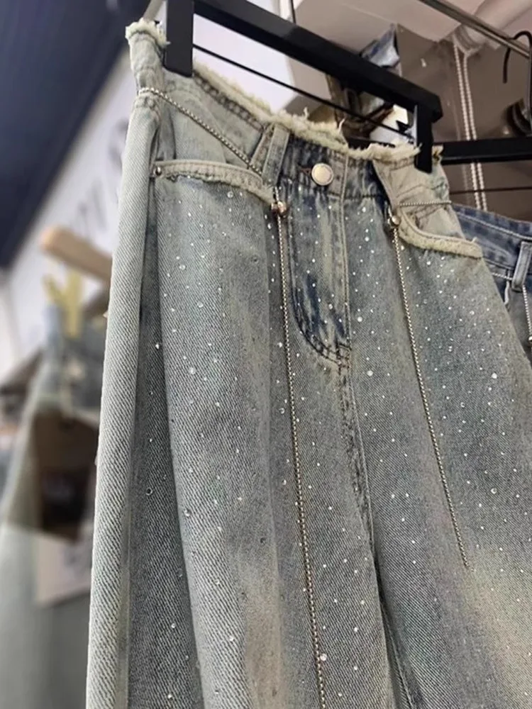 American High Street Spicy Girl Starry Diamond Frayed Hem Denim Pants Women Summer Elegance High Waist Dra Floor-Length W... 
American High Street Spicy Girl Starry Diamond Frayed Hem Denim Pants Women Summer Elegance High Waist Dra Floor-Length W...