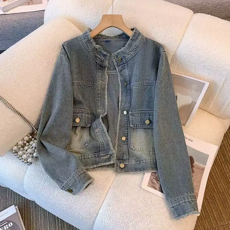 Vintage Washed Raw Edge Denim Women New Spring Autumn Fashion Leisure Style Loose Fit Versatile Women Short Jacket
Vintage Washed Raw Edge Denim Women New Spring Autumn Fashion Leisure Style Loose Fit Versatile Women Short Jacket