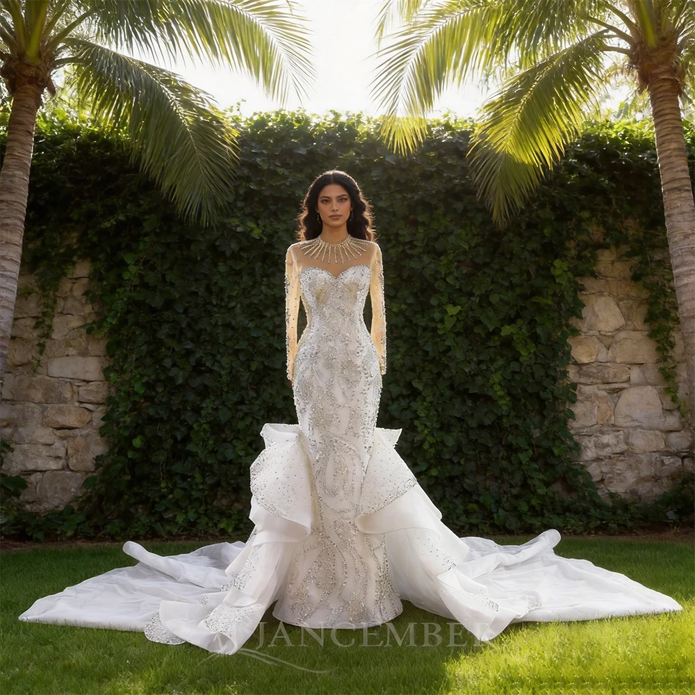 Exquisite A-Line Lace Decal Pearl Princess Wedding Dress Sexy Long Sleeves Trailing Bridal Gown Vestido De Noiva Customized
Exquisite A-Line Lace Decal Pearl Princess Wedding Dress Sexy Long Sleeves Trailing Bridal Gown Vestido De Noiva Customized