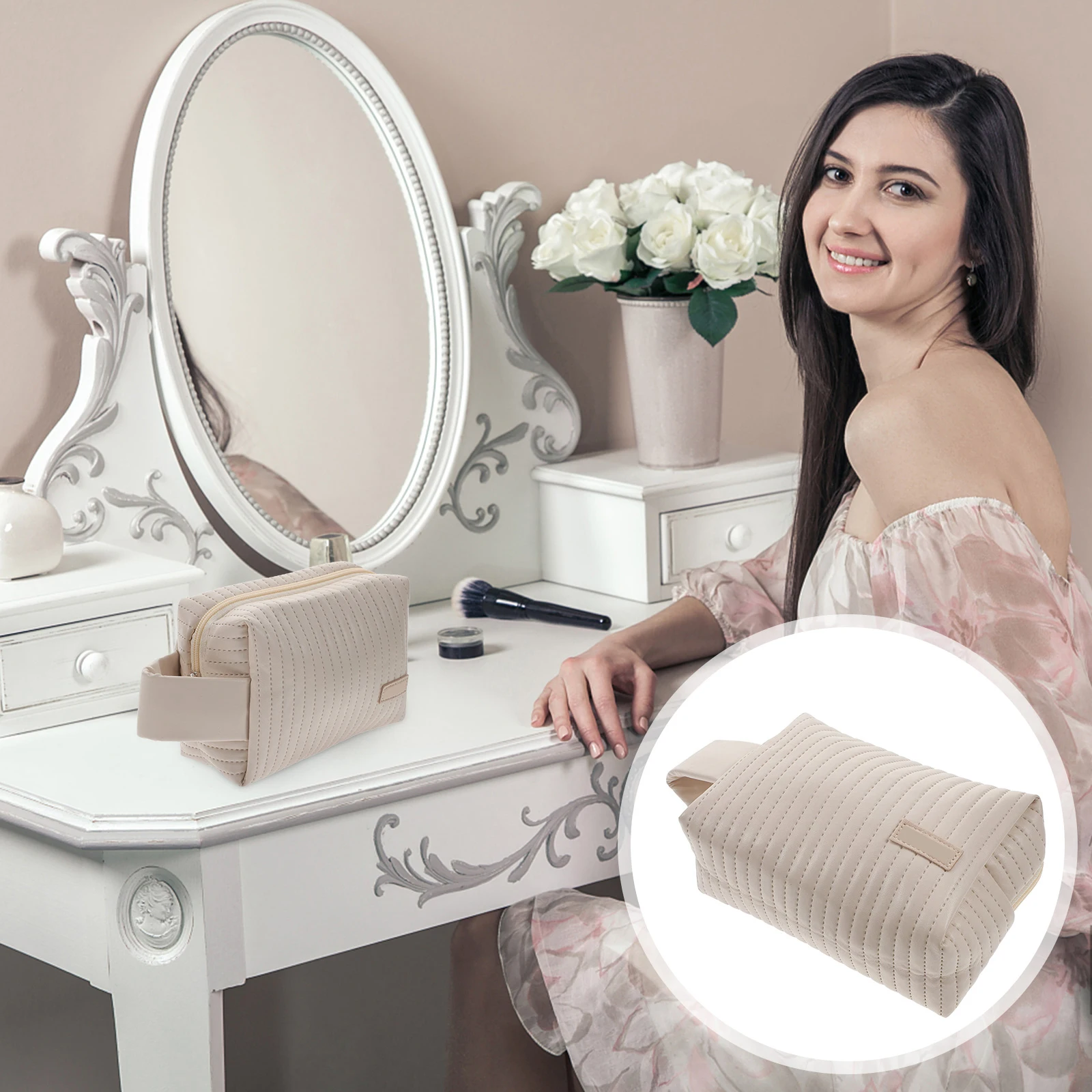 Large Capacity Makeup Bag Waterproof PU Organizer Tote Travel Pouch Portable toiletry Storage 
Large Capacity Makeup Bag Waterproof PU Organizer Tote Travel Pouch Portable toiletry Storage