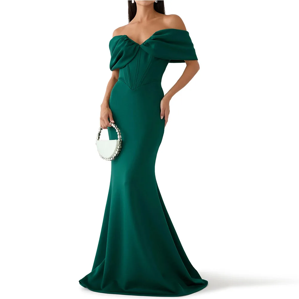 Modern Green Evening Dress Mermaid Off The Shoulder Formal Party Gown Floor Length Sleeveless Saudi Prom Dress
Modern Green Evening Dress Mermaid Off The Shoulder Formal Party Gown Floor Length Sleeveless Saudi Prom Dress