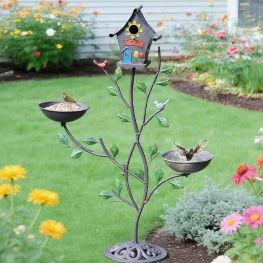 Metal Bird Houses for Outside Bird Feeder and Bird Bath 3-in-1 Freestanding with Cast Iron Base Outdoor Garden and Courtyard De
Metal Bird Houses for Outside Bird Feeder and Bird Bath 3-in-1 Freestanding with Cast Iron Base Outdoor Garden and Courtyard De