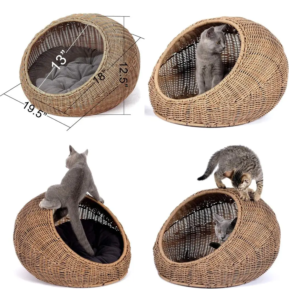 Medium-Sized Indoor Cat Dome Bed - Faux Rattan Covered Hideaway Basket, Washable
Medium-Sized Indoor Cat Dome Bed - Faux Rattan Covered Hideaway Basket, Washable